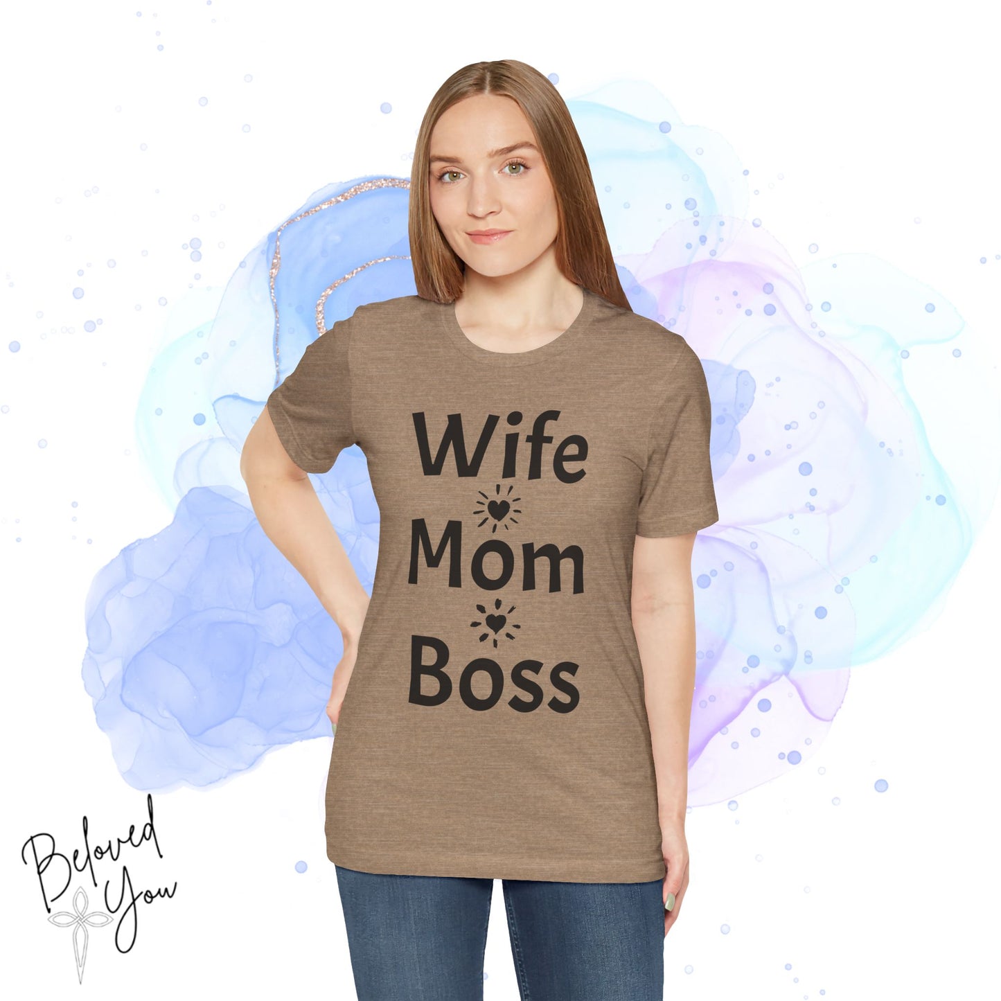 Wife Mom Boss Jersey Tee - Comfortable & Motivational Shirt for Moms
