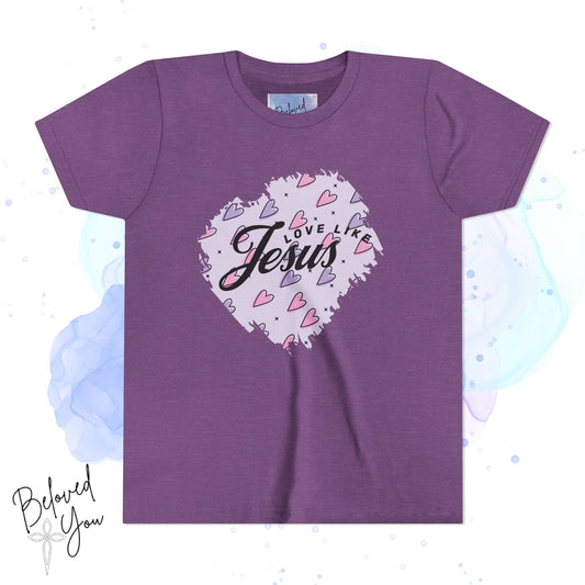 'Love Like Jesus' - Youth Short Sleeve Tee - Heart Design for Faithful Kids