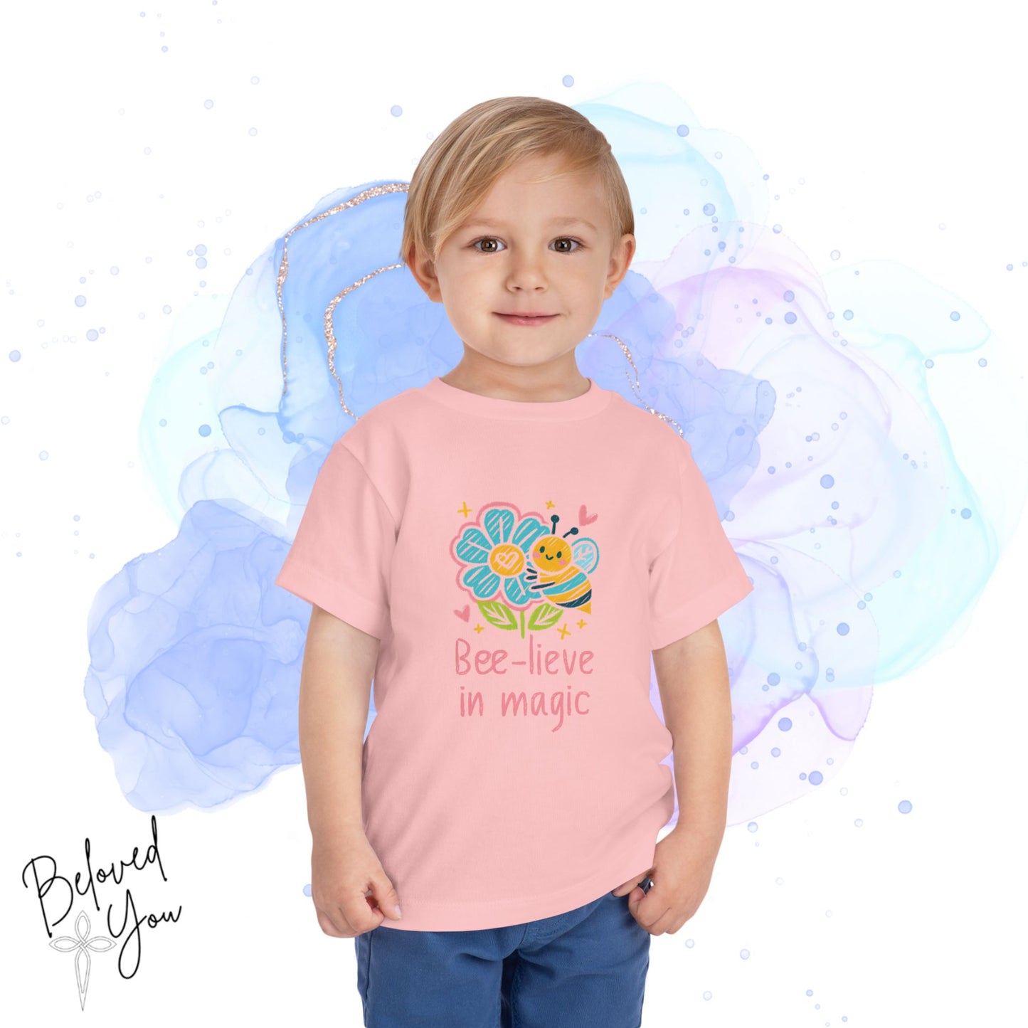 Bee-lieve in Magic Toddler  Tee - Cute Floral Design for Kids