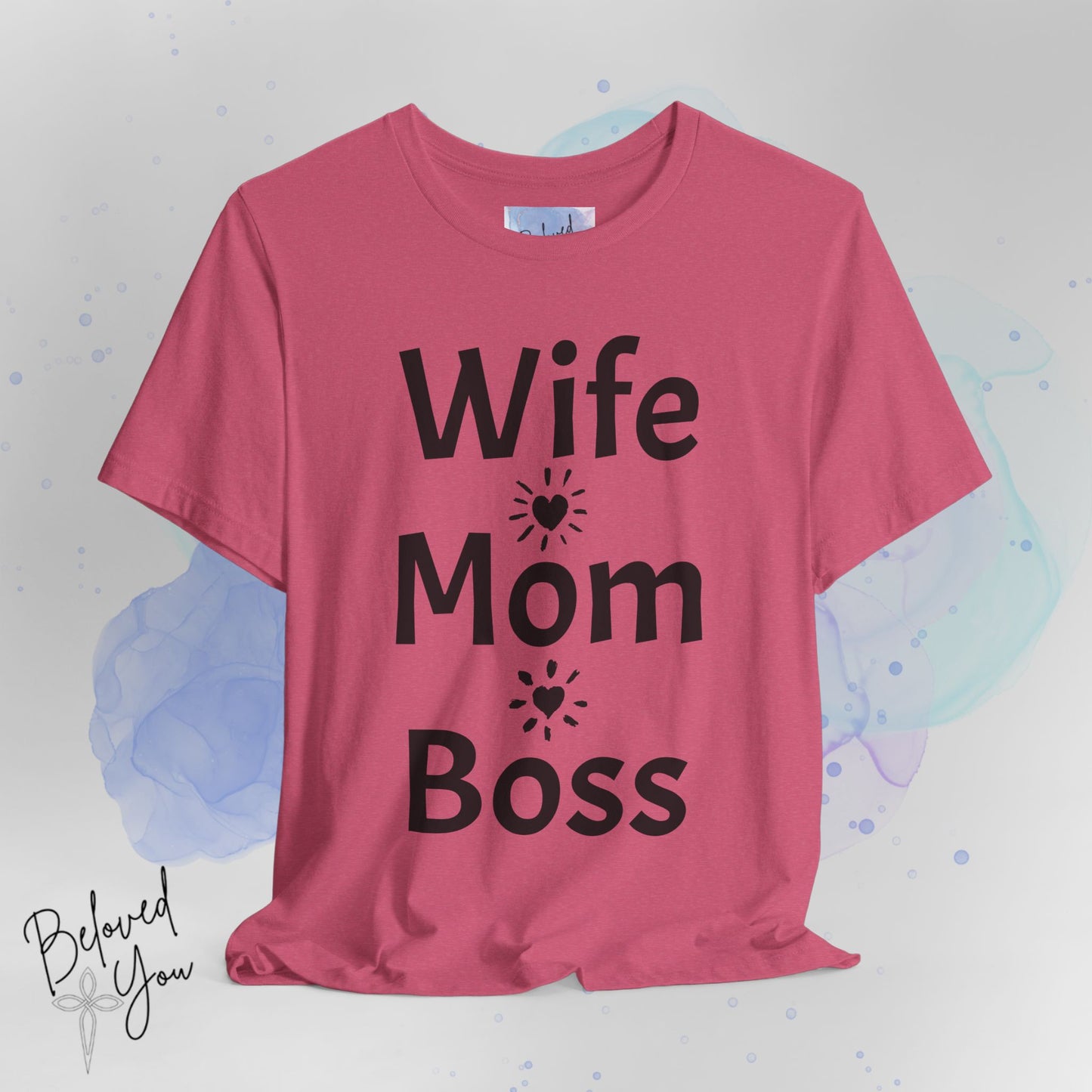 Wife Mom Boss Jersey Tee - Comfortable & Motivational Shirt for Moms