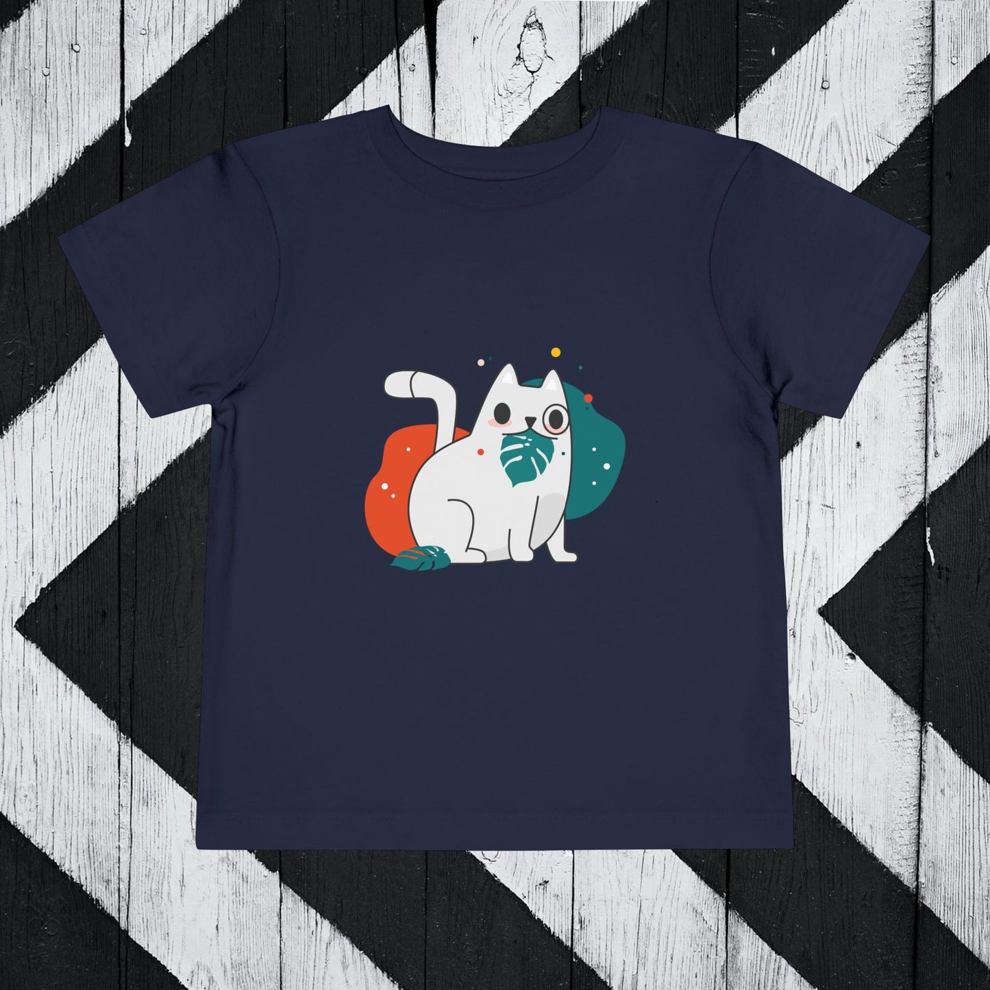 Cute Cat Graphic Toddler Short Sleeve Tee