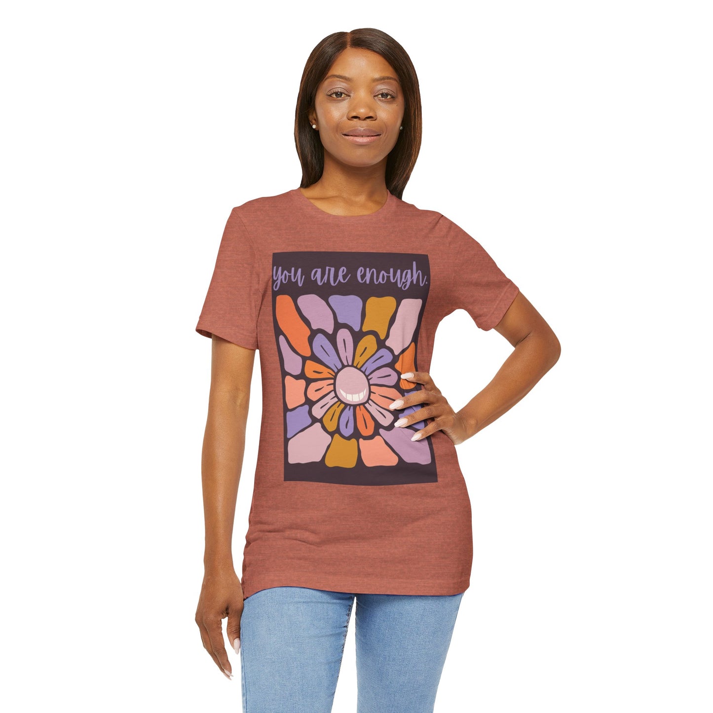 You Are Enough Floral Unisex Jersey Tee - Positive Vibes T-Shirt