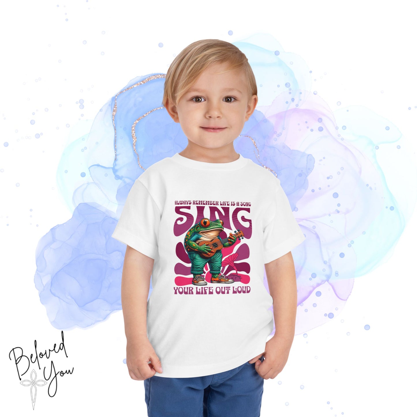 'Sing Your Life Out Loud'- Pink Frog Toddler Short Sleeve Tee