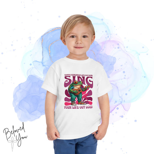 'Sing Your Life Out Loud'- Pink Frog Toddler Short Sleeve Tee