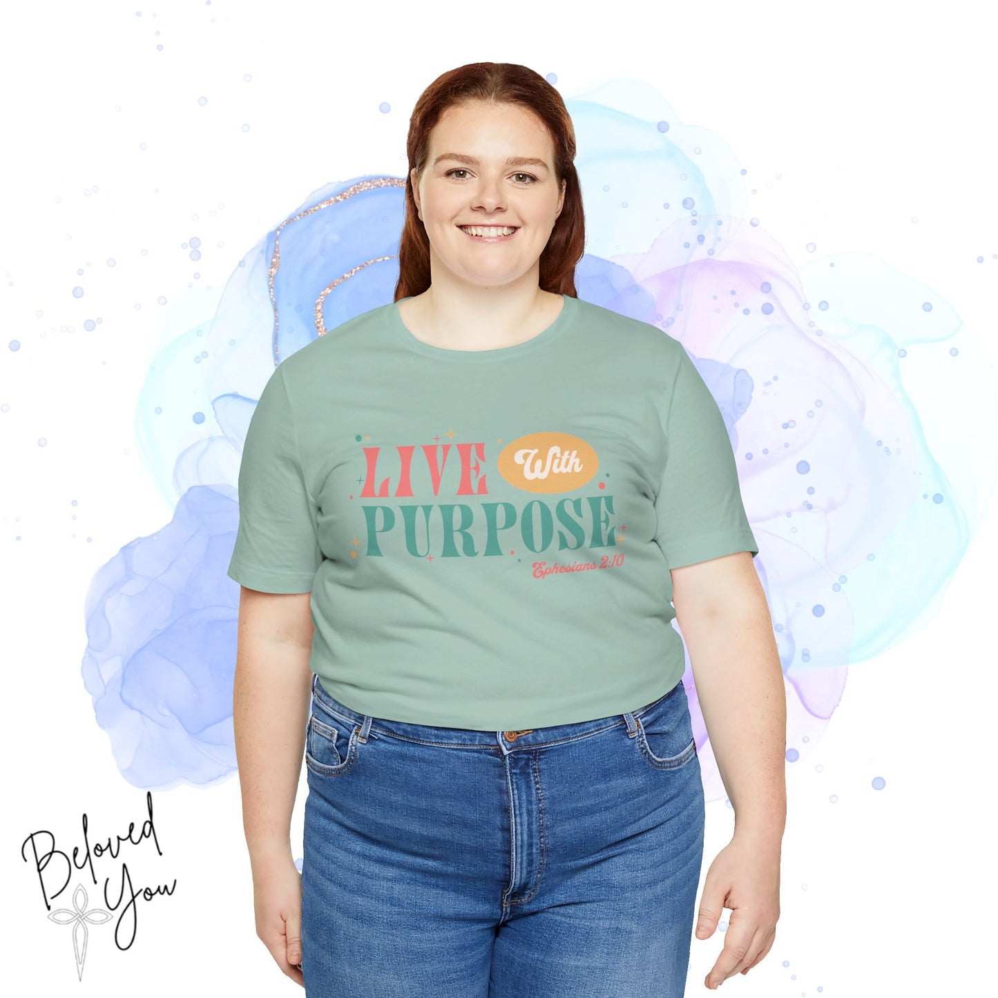 "Live With Purpose Ephesians 2:10" Unisex Jersey Tee | Inspirational Graphic T-Shirt