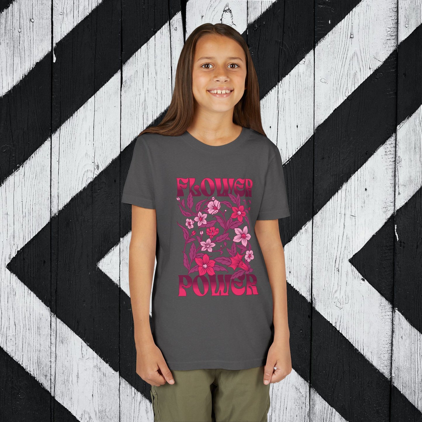 Flower Power - Pink Youth Short Sleeve Tee