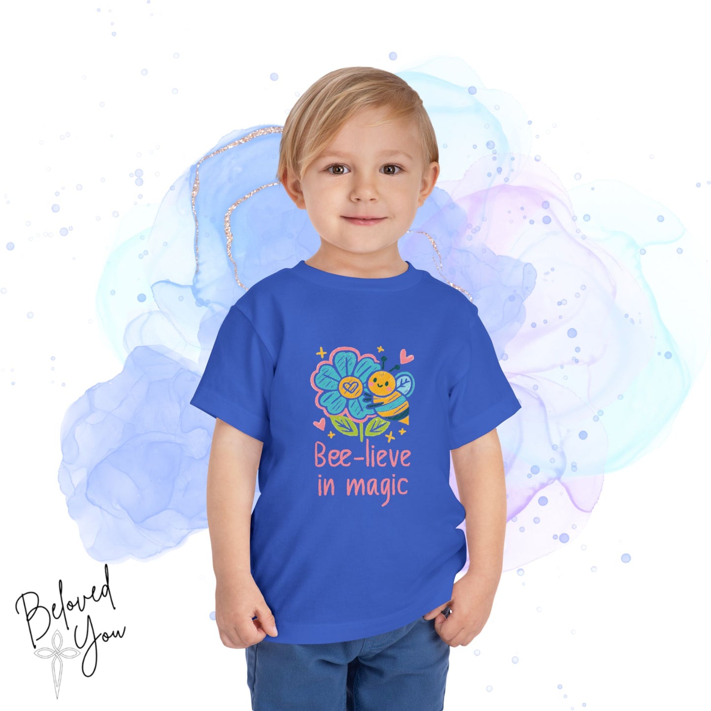 Bee-lieve in Magic Toddler  Tee - Cute Floral Design for Kids