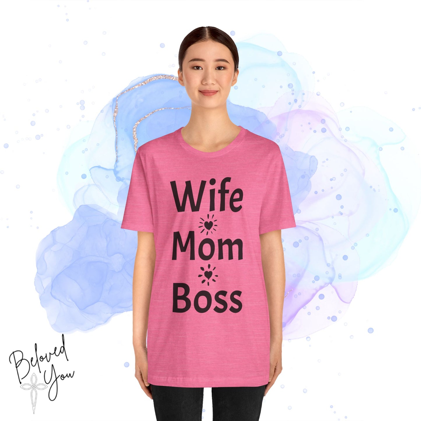 Wife Mom Boss Jersey Tee - Comfortable & Motivational Shirt for Moms