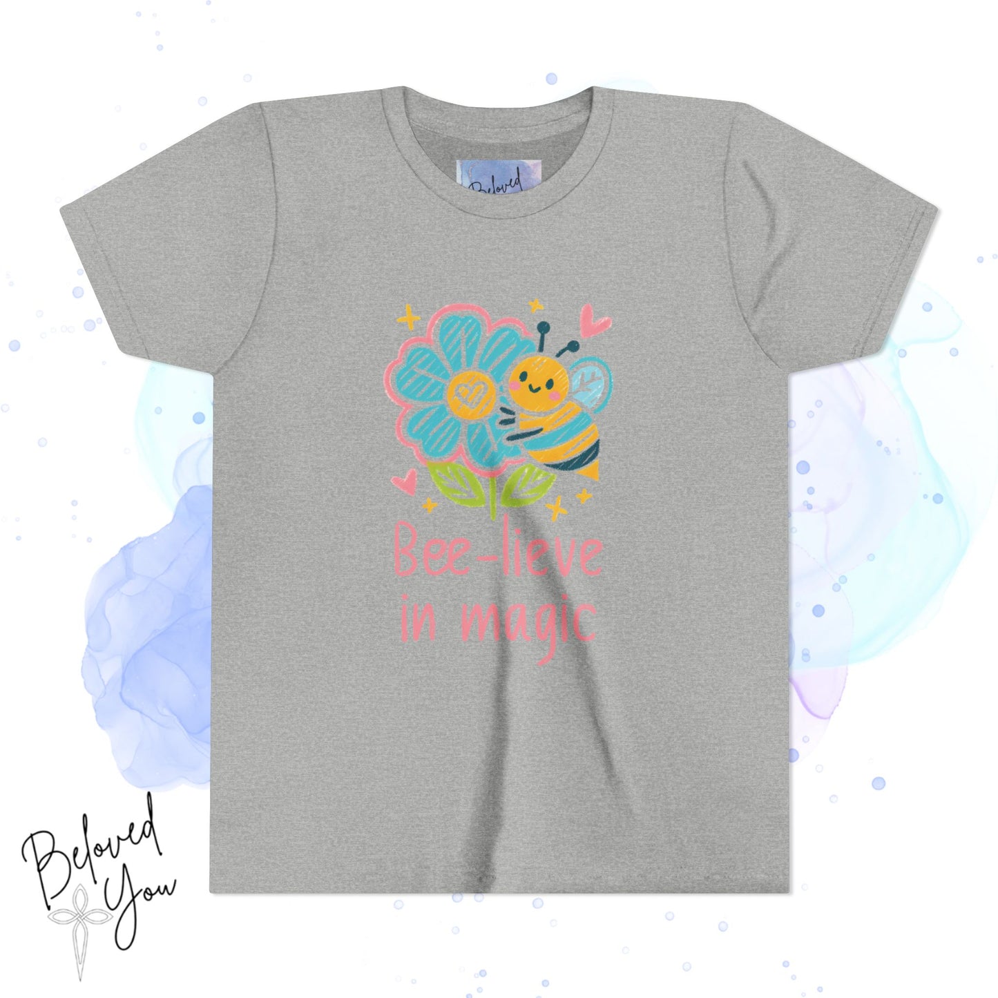 Bee-lieve in Magic Youth Short Sleeve Tee - Fun & Colorful Kids T-Shirt for Spring Celebrations