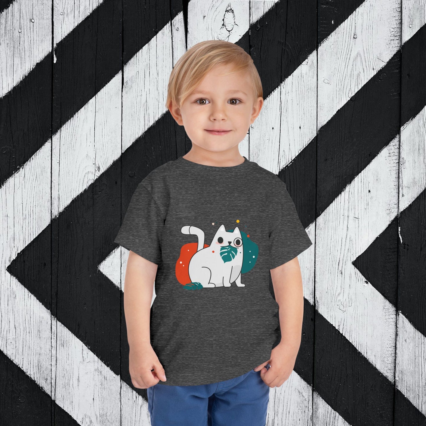 Cute Cat Graphic Toddler Short Sleeve Tee