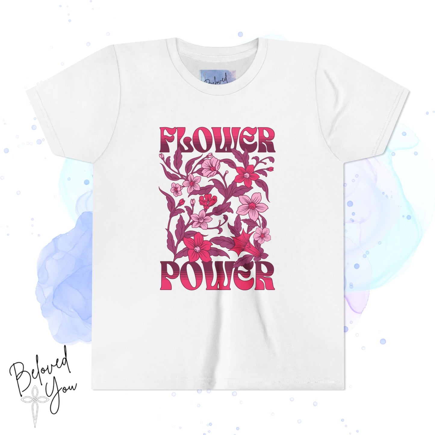 Flower Power - Pink Youth Short Sleeve Tee