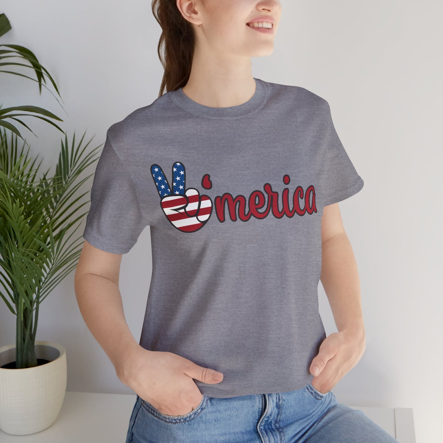 Peaceful America Tee - Unisex Jersey Short Sleeve Shirt for Patriotic Celebrations