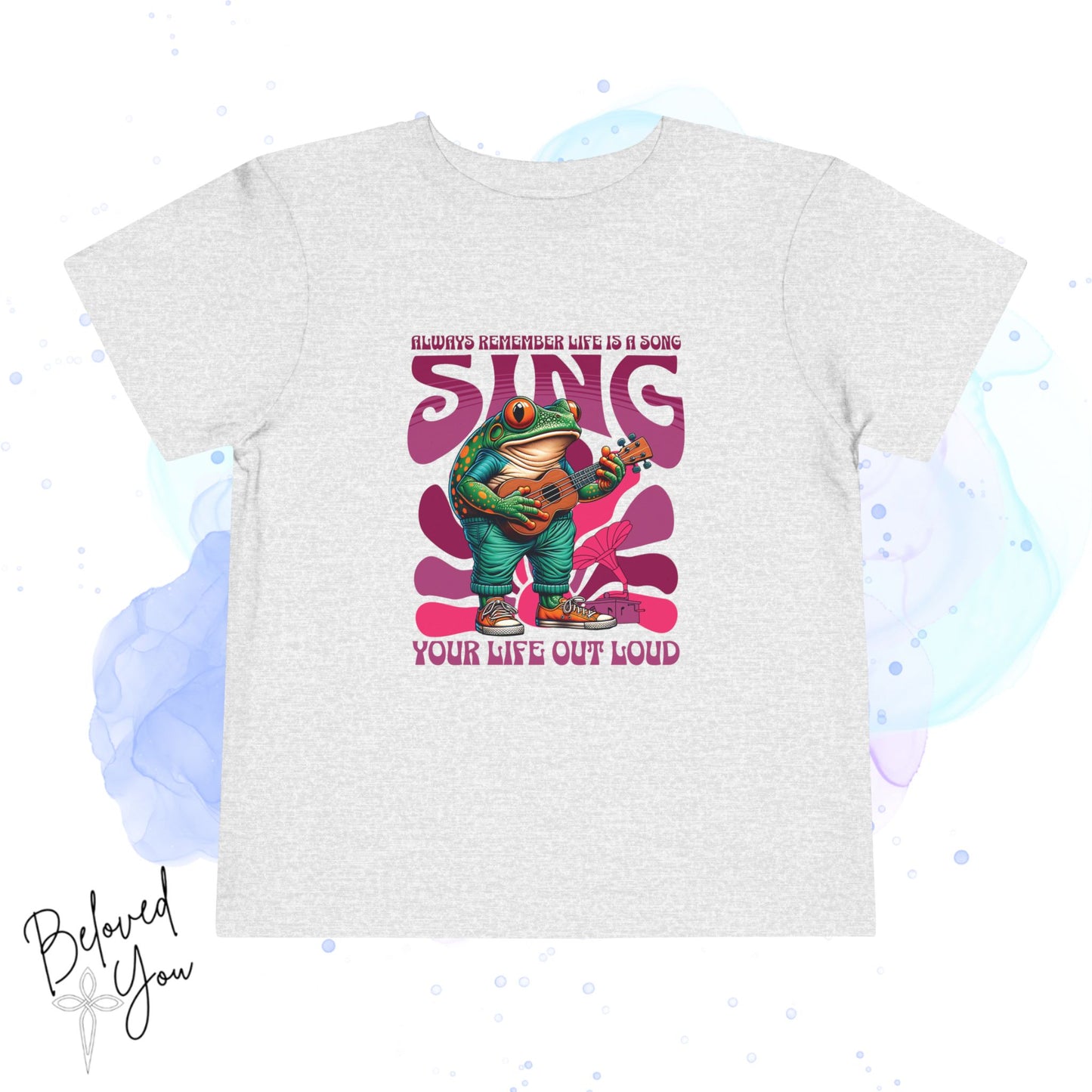 'Sing Your Life Out Loud'- Pink Frog Toddler Short Sleeve Tee