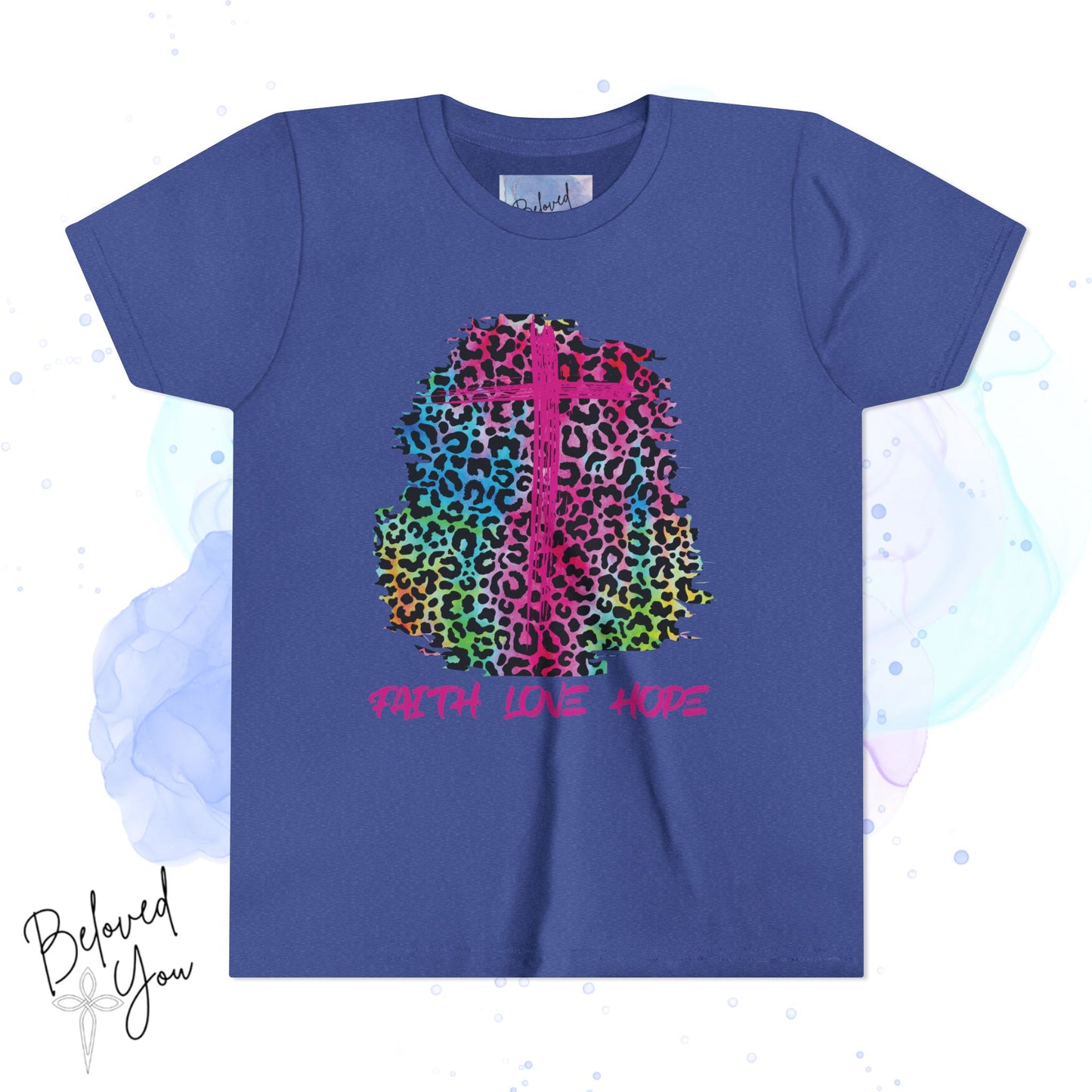 Colorful Faith Love Hope Cross Youth Tee