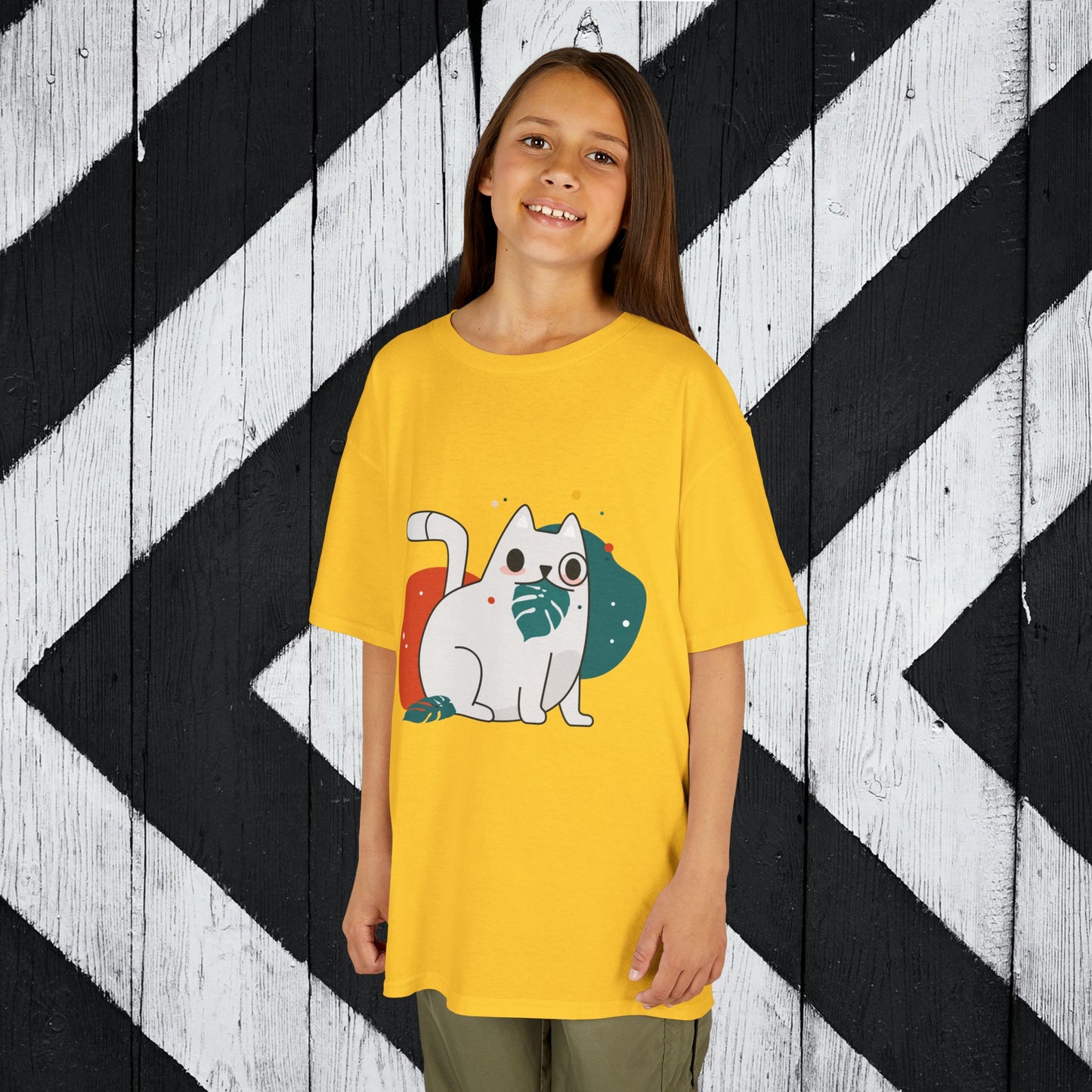 Cute Cat Kids Heavy Cotton Tee - Fun & Playful Design for Animal Lovers