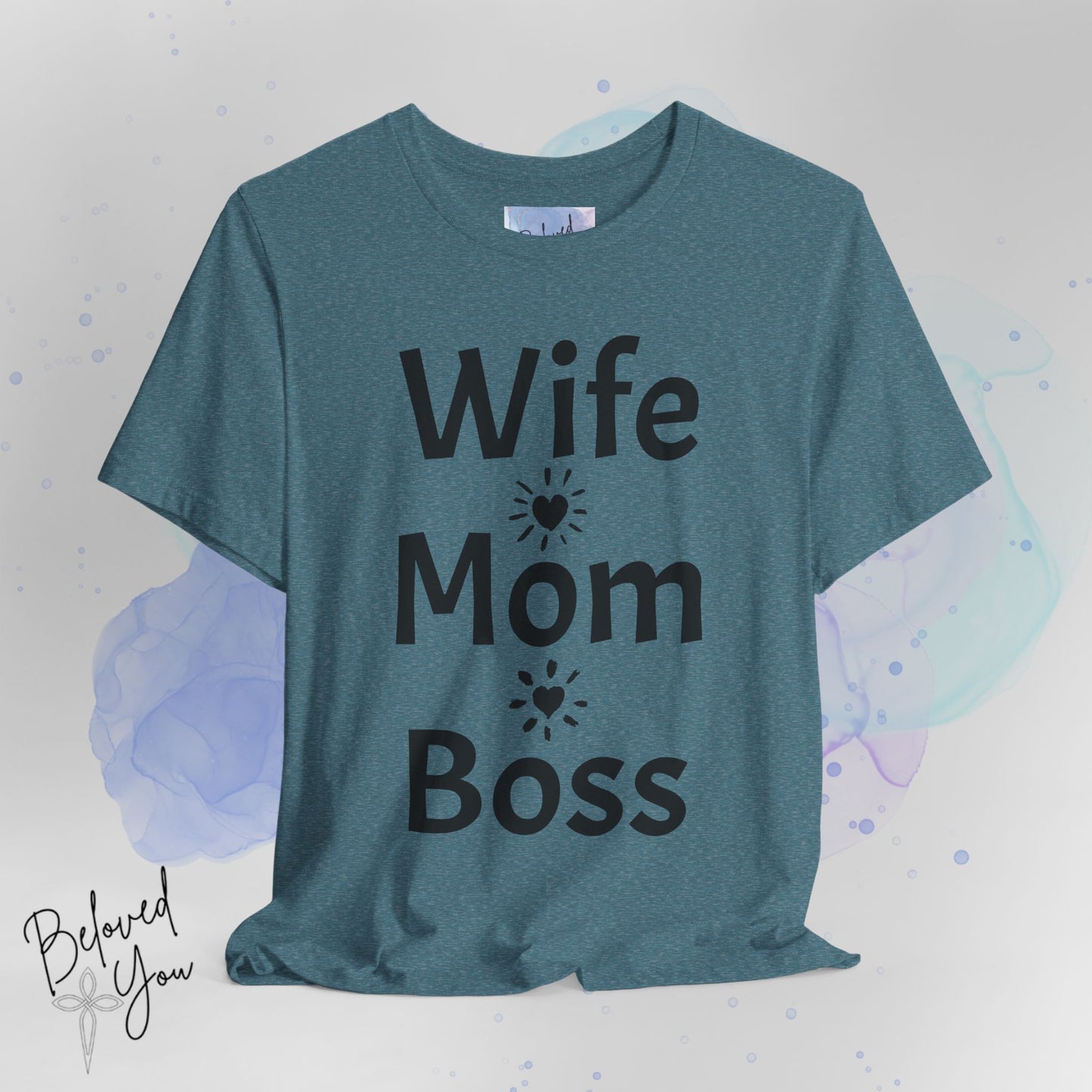 Wife Mom Boss Jersey Tee - Comfortable & Motivational Shirt for Moms