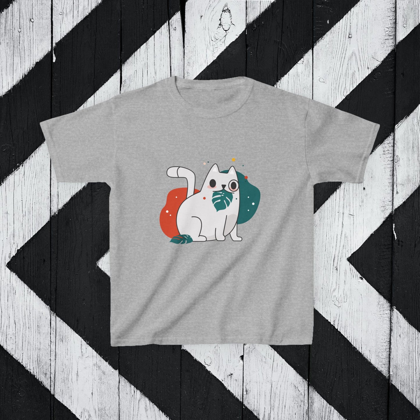 Cute Cat Kids Heavy Cotton Tee - Fun & Playful Design for Animal Lovers