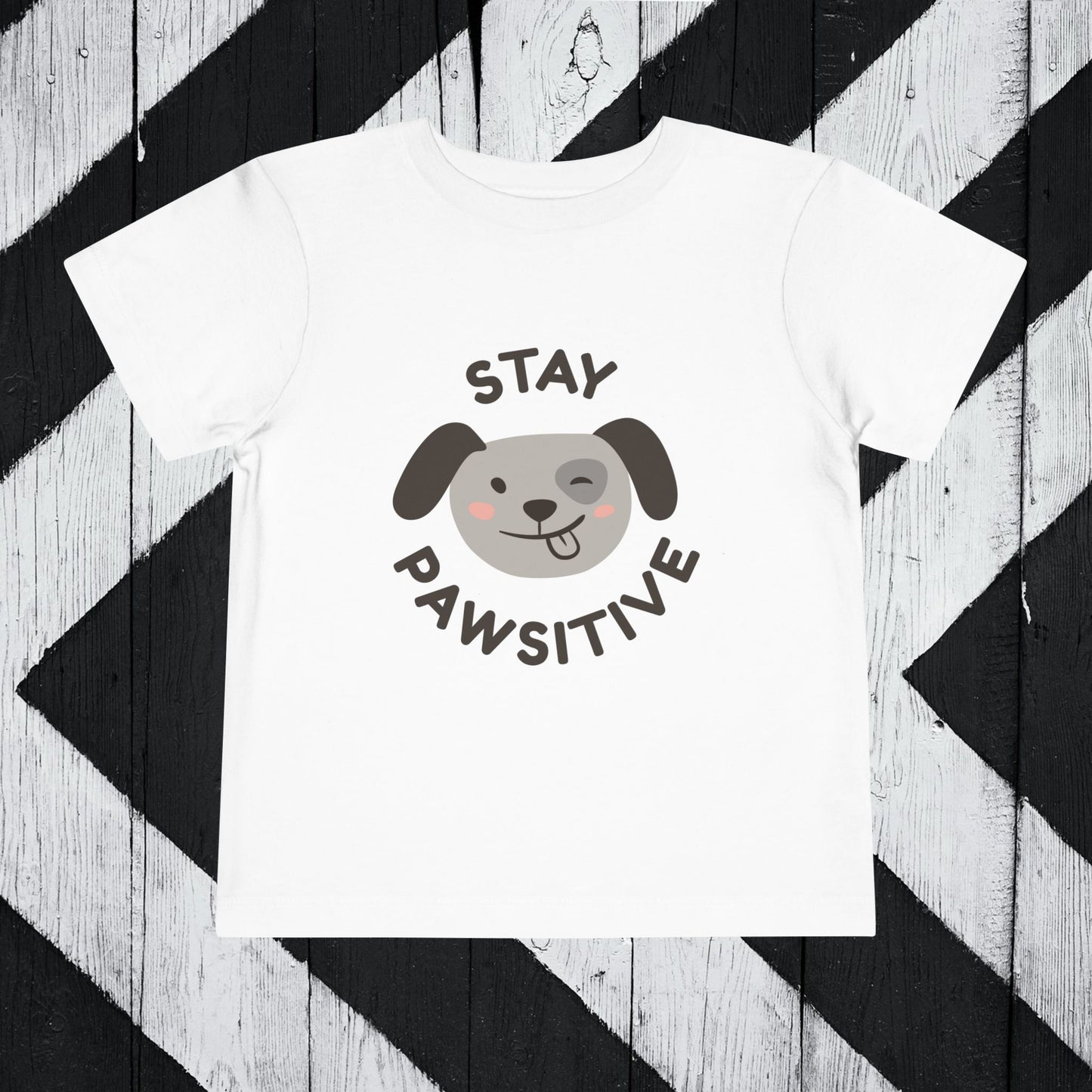 Stay Pawsitive Toddler Short Sleeve Tee - Adorable Dog Graphics for Playful Kids