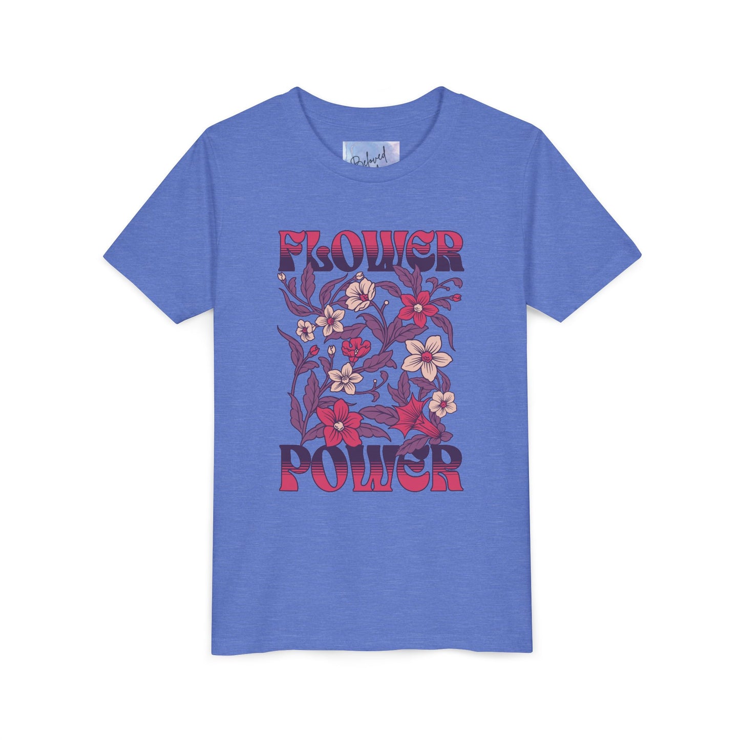 Flower Power Pink/Purple Youth Short Sleeve Tee | Floral Youth T-Shirt