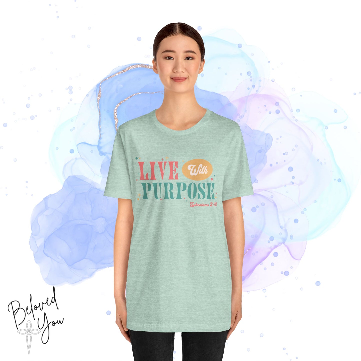 "Live With Purpose Ephesians 2:10" Unisex Jersey Tee | Inspirational Graphic T-Shirt