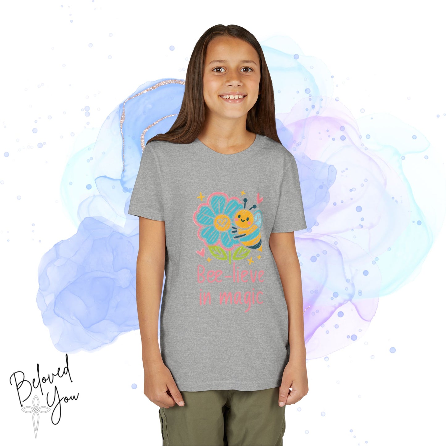 Bee-lieve in Magic Youth Short Sleeve Tee - Fun & Colorful Kids T-Shirt for Spring Celebrations