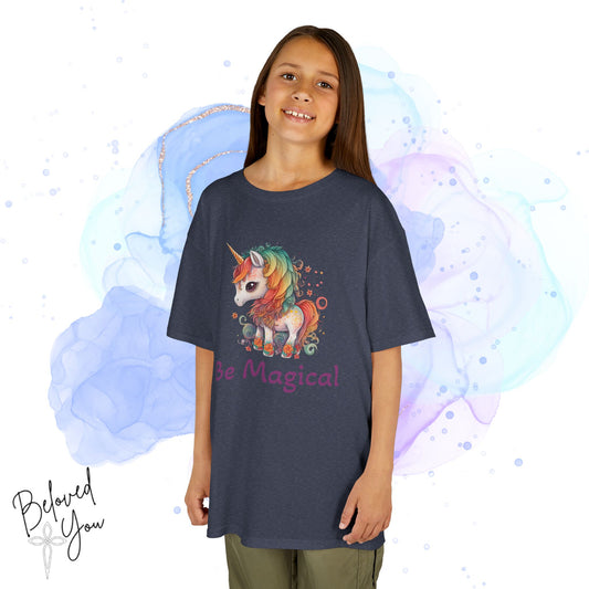 Youth Unicorn Tee - "Be Magical" Heavy Cotton T-Shirt