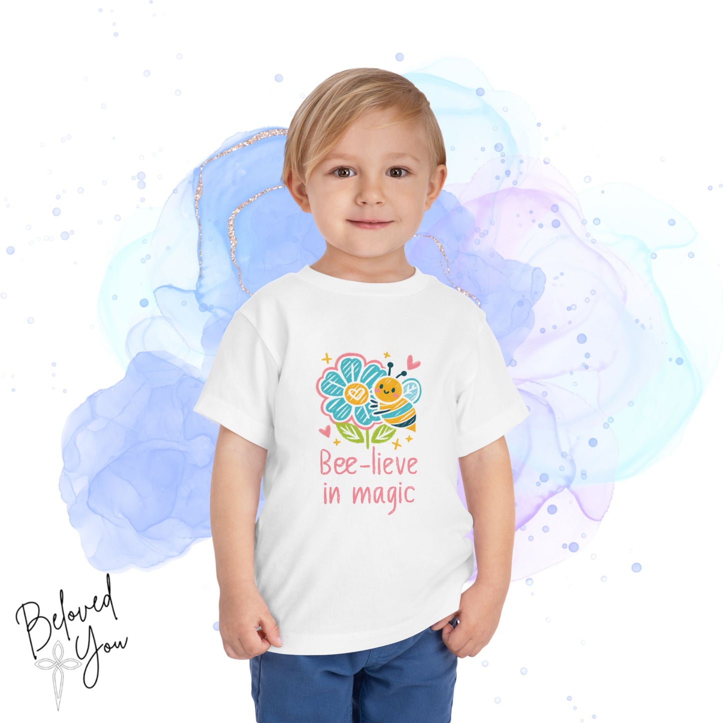 Bee-lieve in Magic Toddler  Tee - Cute Floral Design for Kids