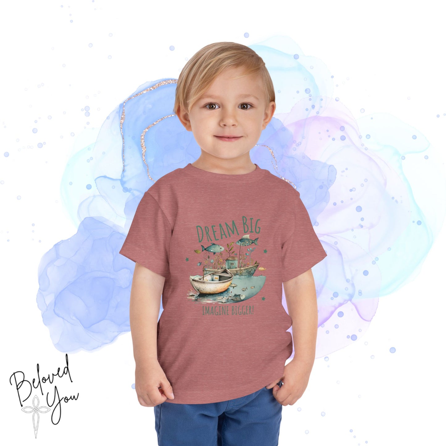 Toddler Dream Big Tee – 'Imagine Bigger!' Inspirational Short Sleeve Shirt