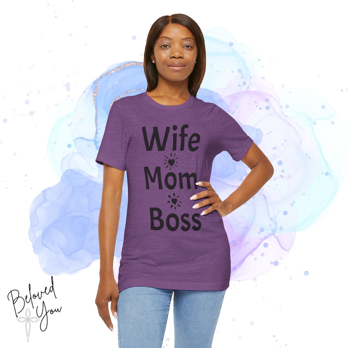 Wife Mom Boss Jersey Tee - Comfortable & Motivational Shirt for Moms
