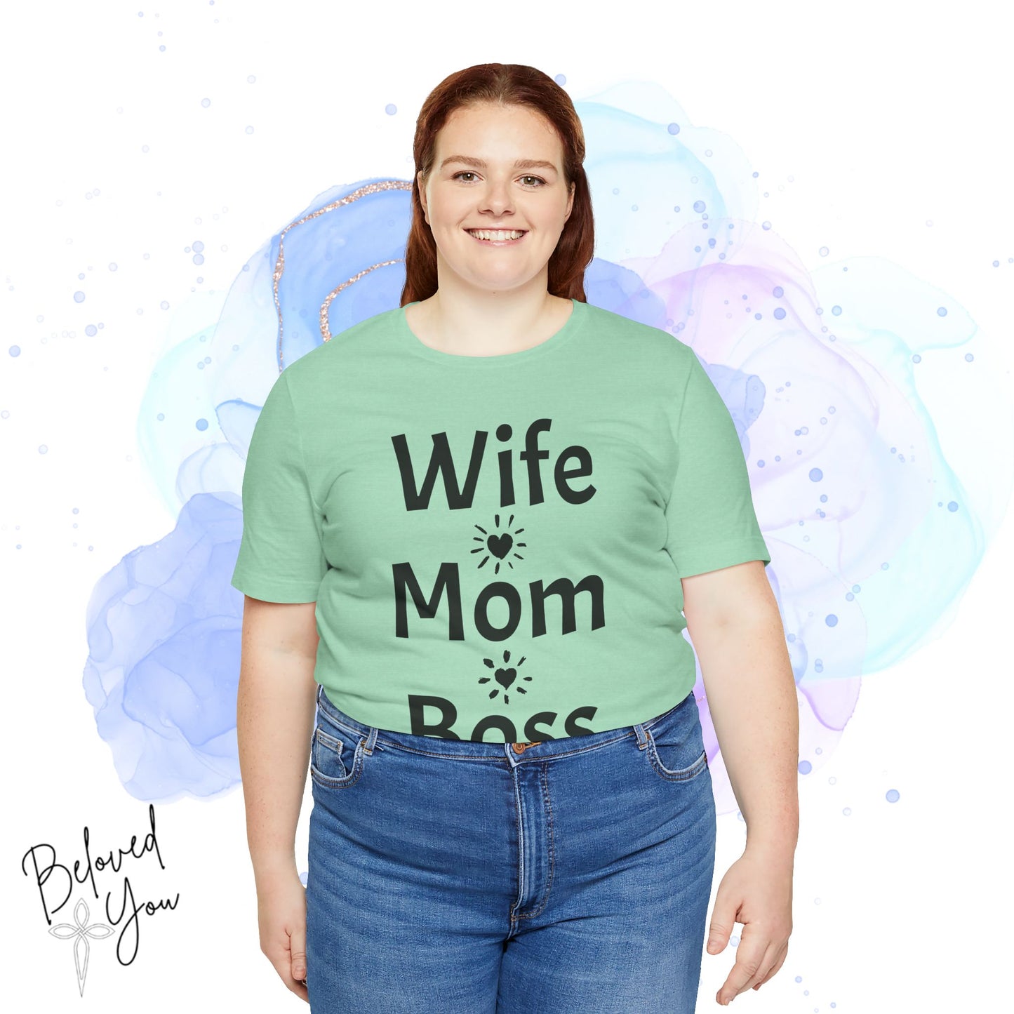 Wife Mom Boss Jersey Tee - Comfortable & Motivational Shirt for Moms