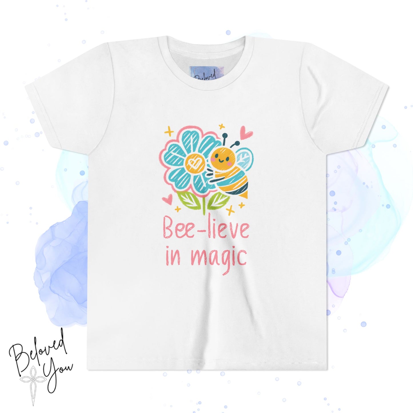 Bee-lieve in Magic Youth Short Sleeve Tee - Fun & Colorful Kids T-Shirt for Spring Celebrations