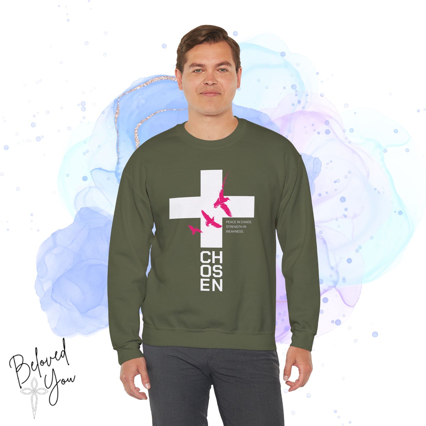 'Chosen' Pink - Unisex Heavy Blend™ Crewneck Sweatshirt