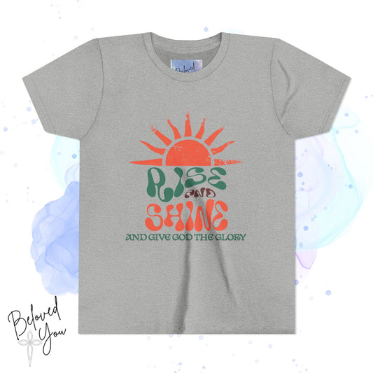 Rise and Shine Youth Short Sleeve Tee - Motivational Sunshine T-Shirt