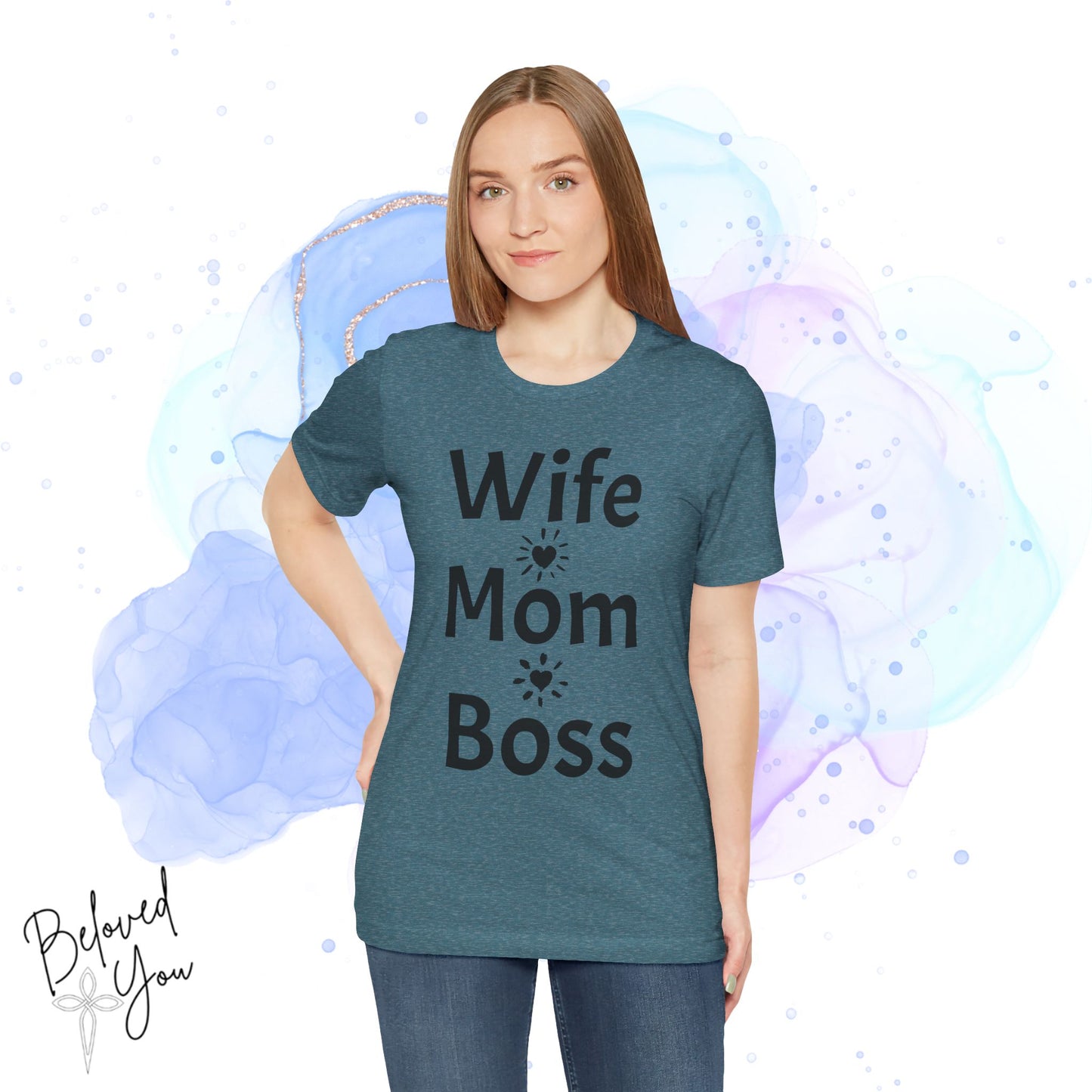 Wife Mom Boss Jersey Tee - Comfortable & Motivational Shirt for Moms