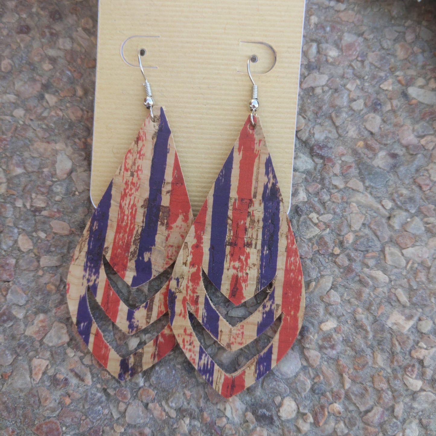 Handmade patriotic cork earrings