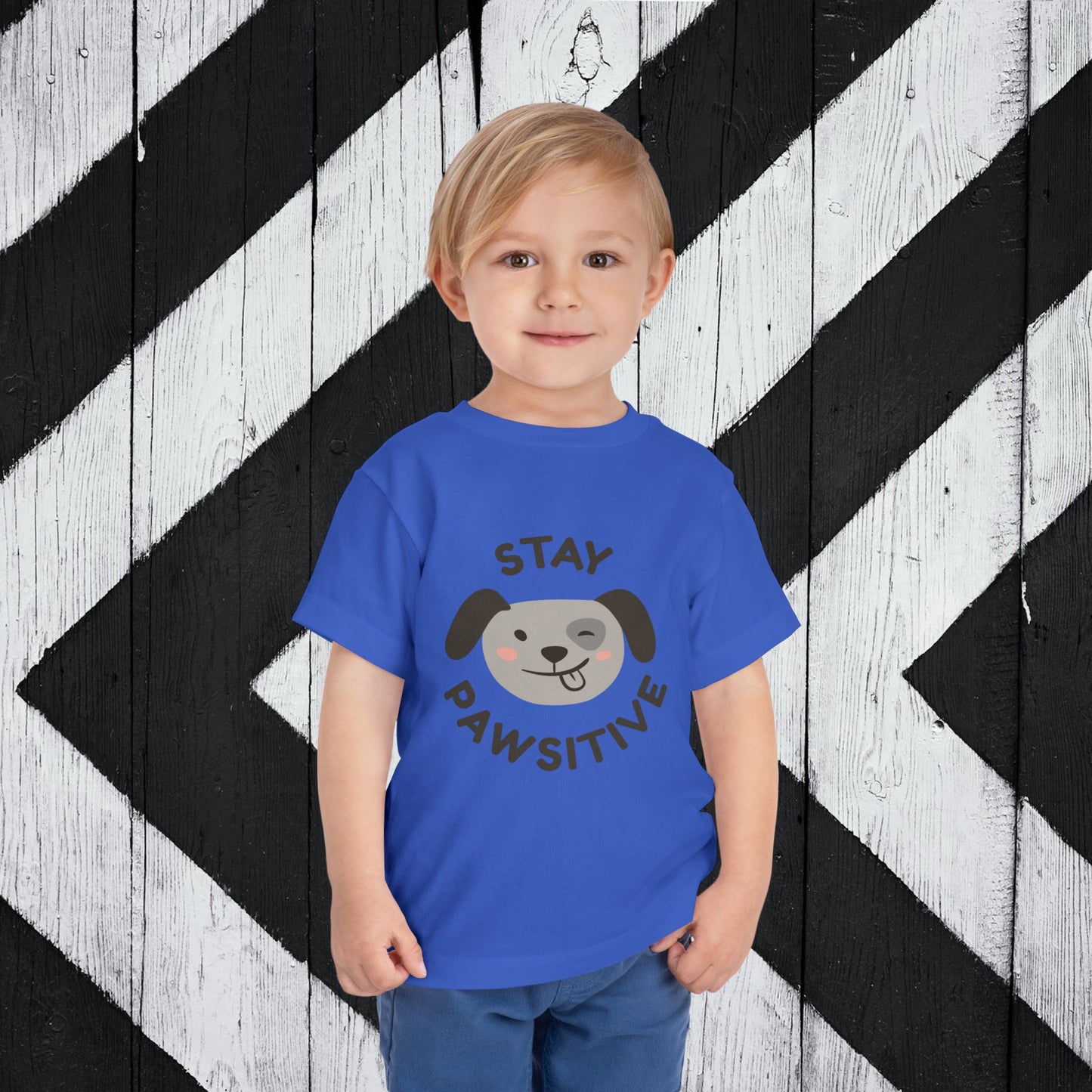 Stay Pawsitive Toddler Short Sleeve Tee - Adorable Dog Graphics for Playful Kids