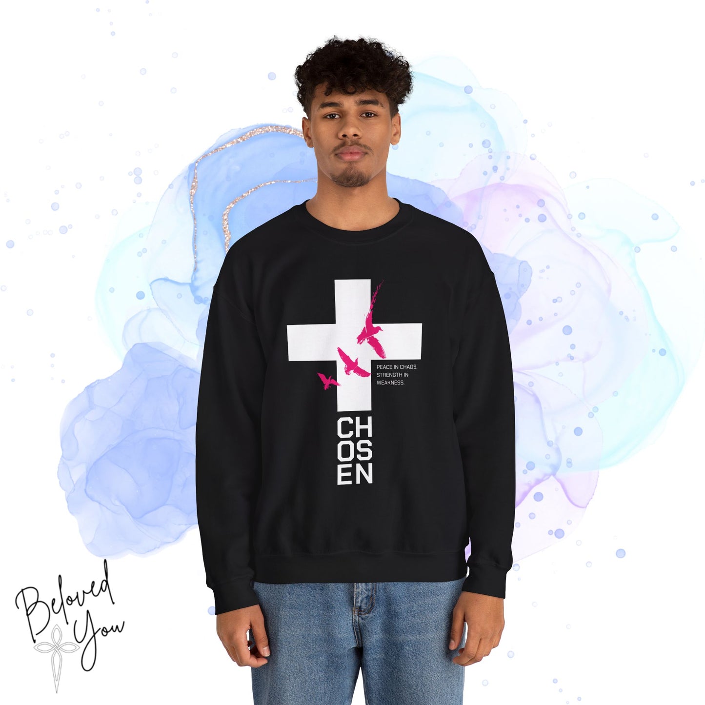 'Chosen' Pink - Unisex Heavy Blend™ Crewneck Sweatshirt