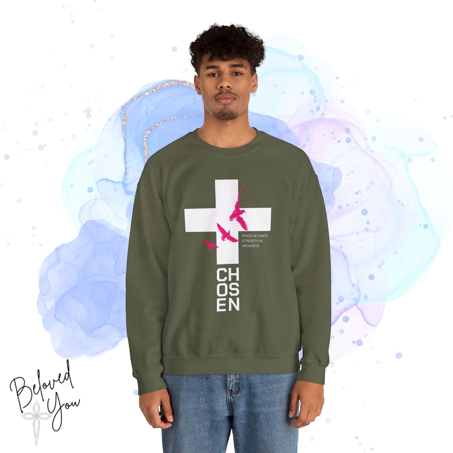 'Chosen' Pink - Unisex Heavy Blend™ Crewneck Sweatshirt