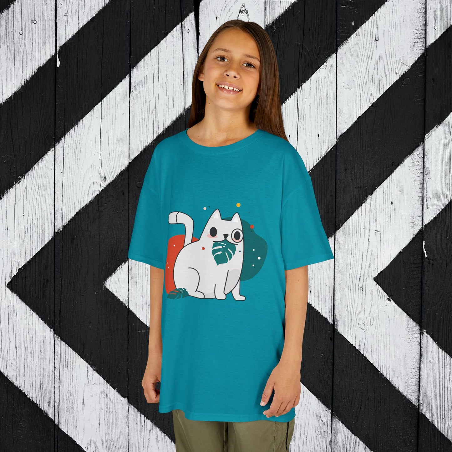 Cute Cat Kids Heavy Cotton Tee - Fun & Playful Design for Animal Lovers