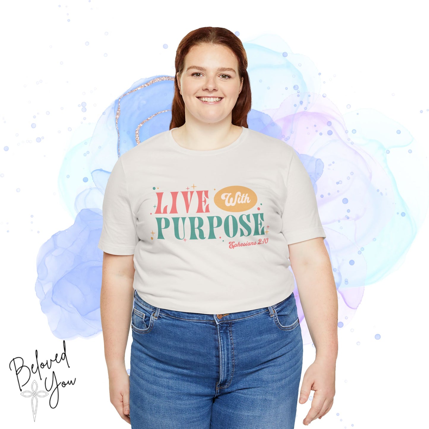 "Live With Purpose Ephesians 2:10" Unisex Jersey Tee | Inspirational Graphic T-Shirt