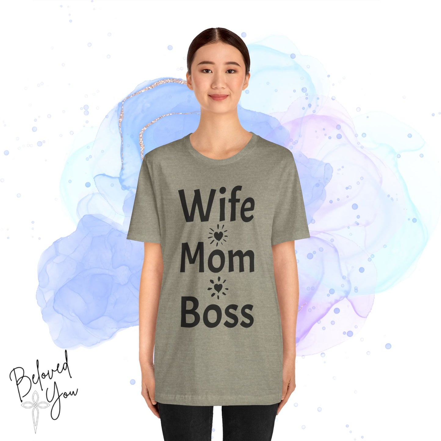 Wife Mom Boss Jersey Tee - Comfortable & Motivational Shirt for Moms