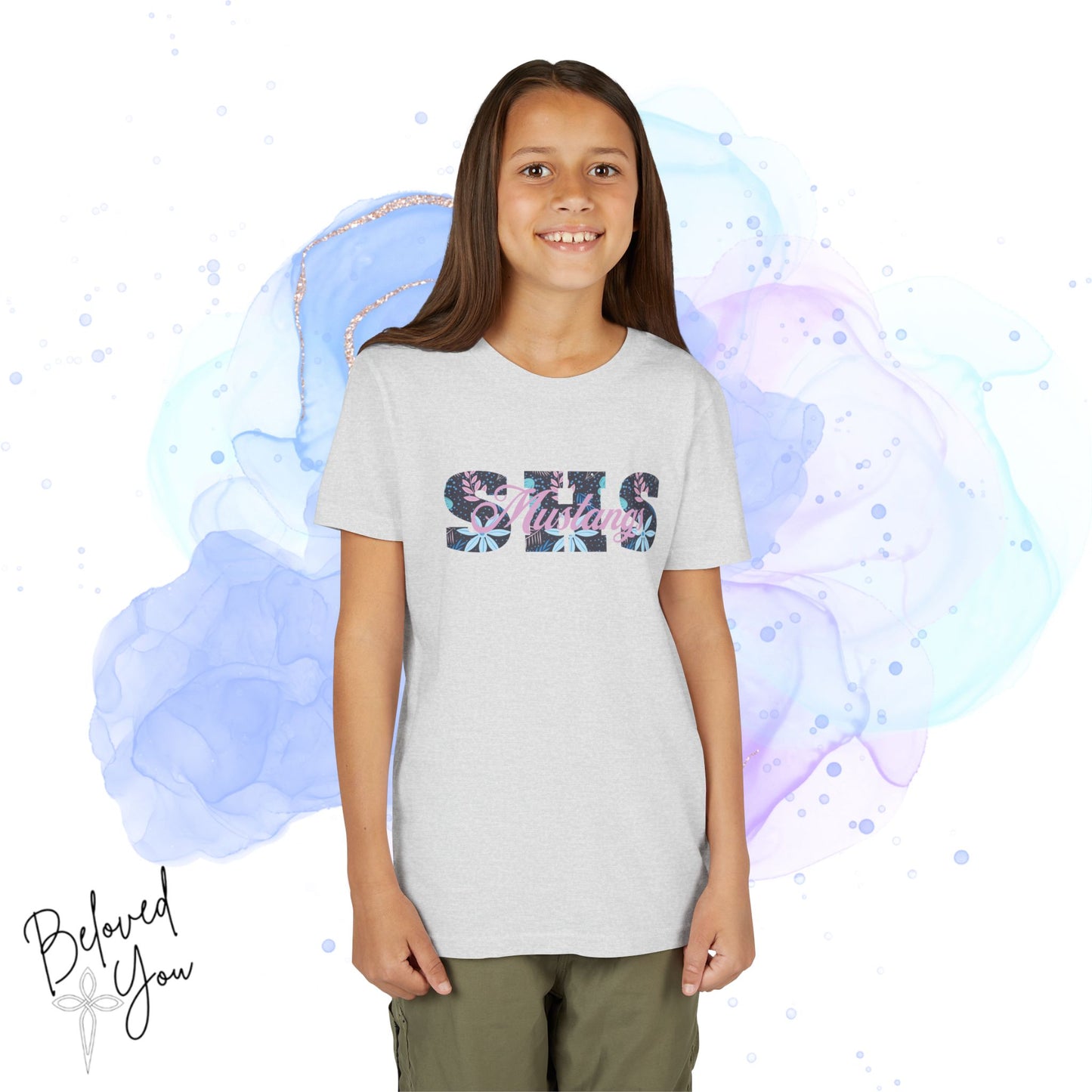 Mustangs SHS Floral - Youth Short Sleeve Tee