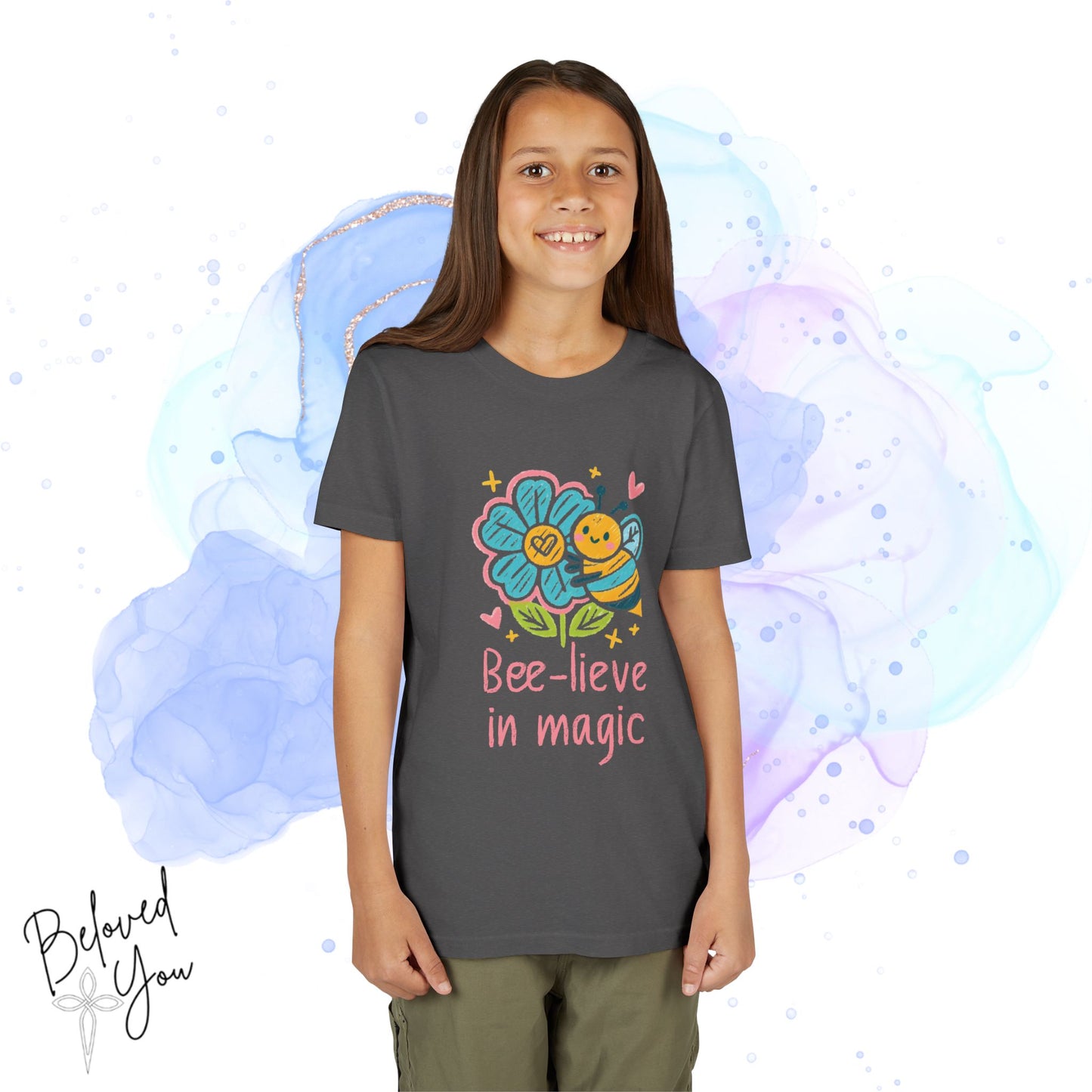 Bee-lieve in Magic Youth Short Sleeve Tee - Fun & Colorful Kids T-Shirt for Spring Celebrations