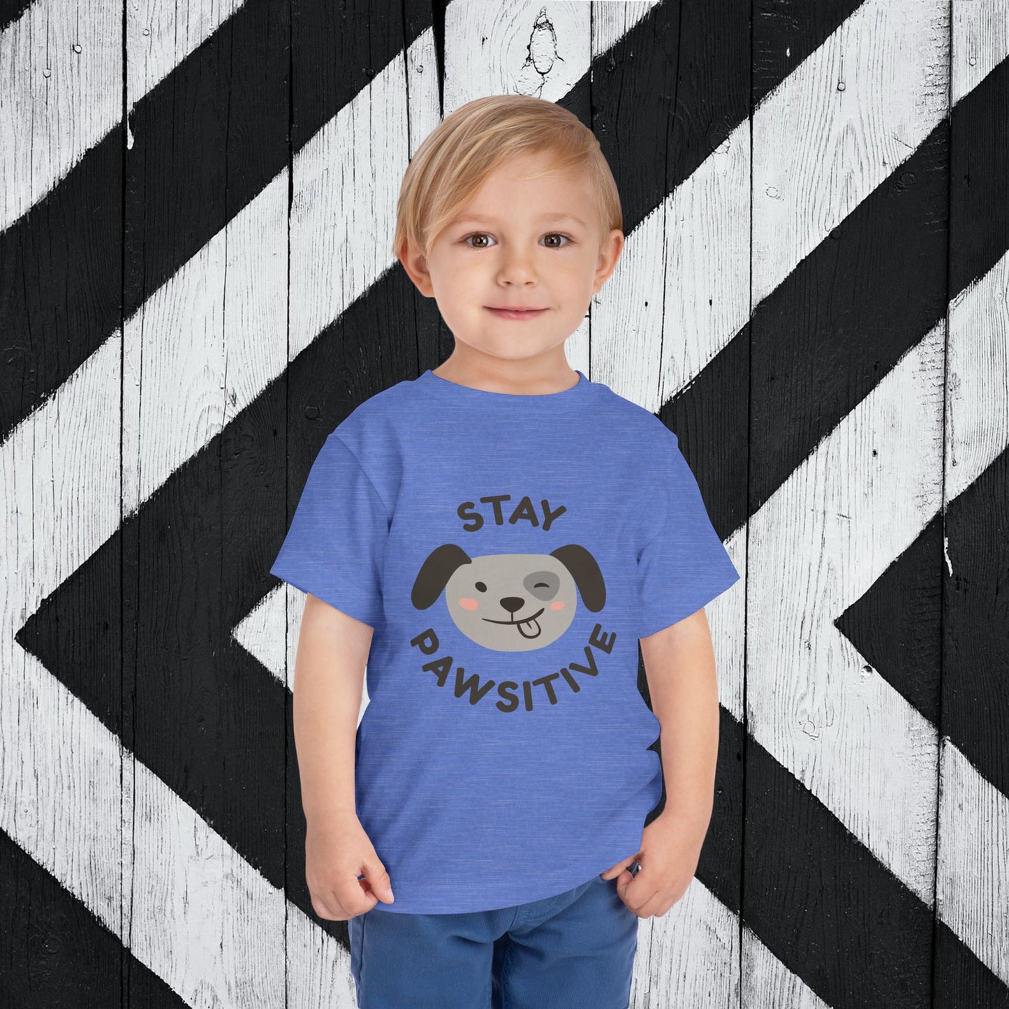 Stay Pawsitive Toddler Short Sleeve Tee - Adorable Dog Graphics for Playful Kids