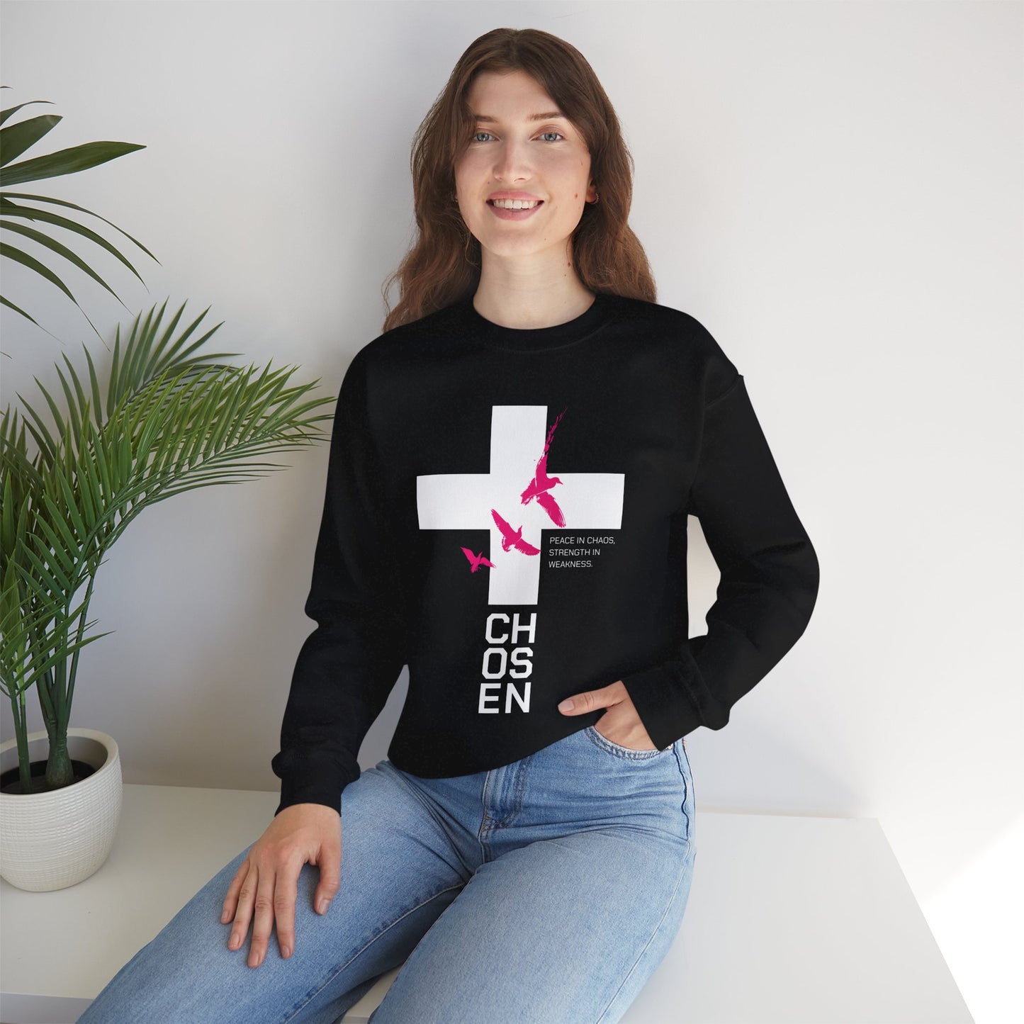 'Chosen' Pink - Unisex Heavy Blend™ Crewneck Sweatshirt