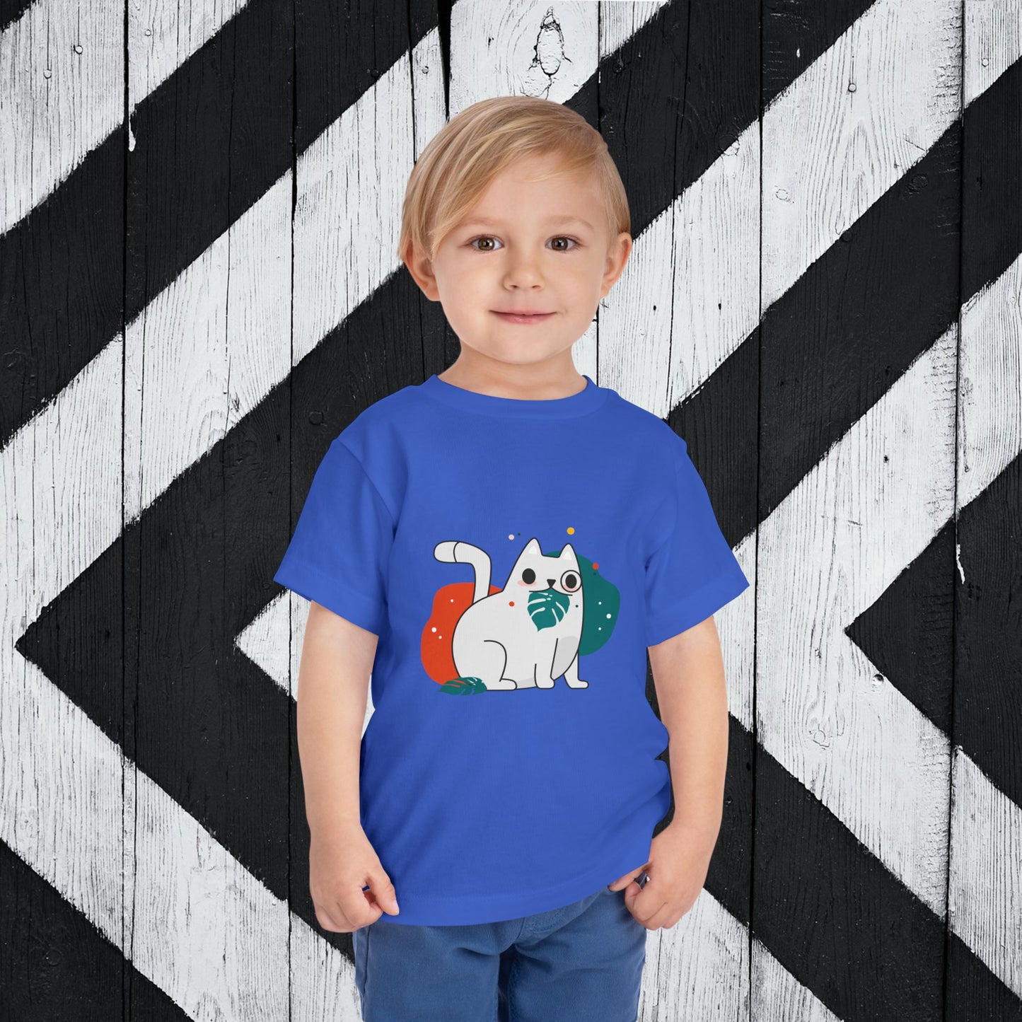 Cute Cat Graphic Toddler Short Sleeve Tee