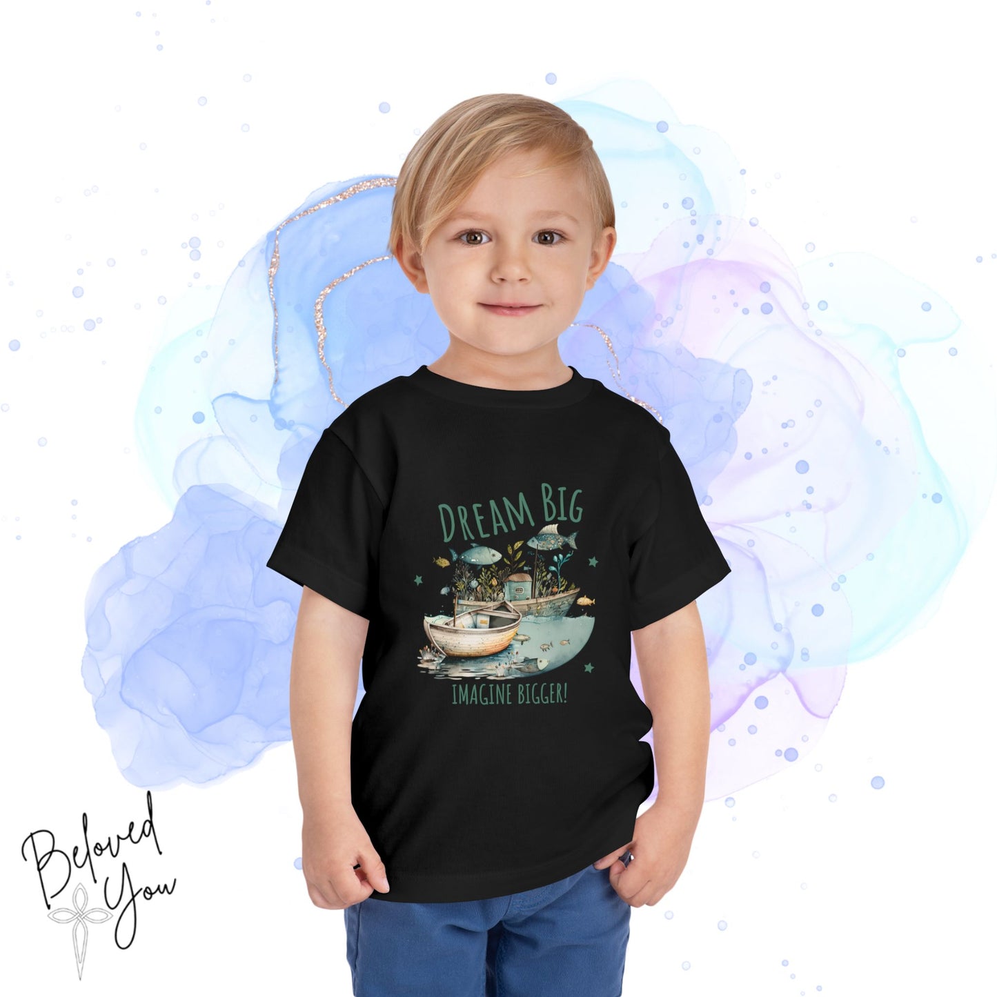 Toddler Dream Big Tee – 'Imagine Bigger!' Inspirational Short Sleeve Shirt