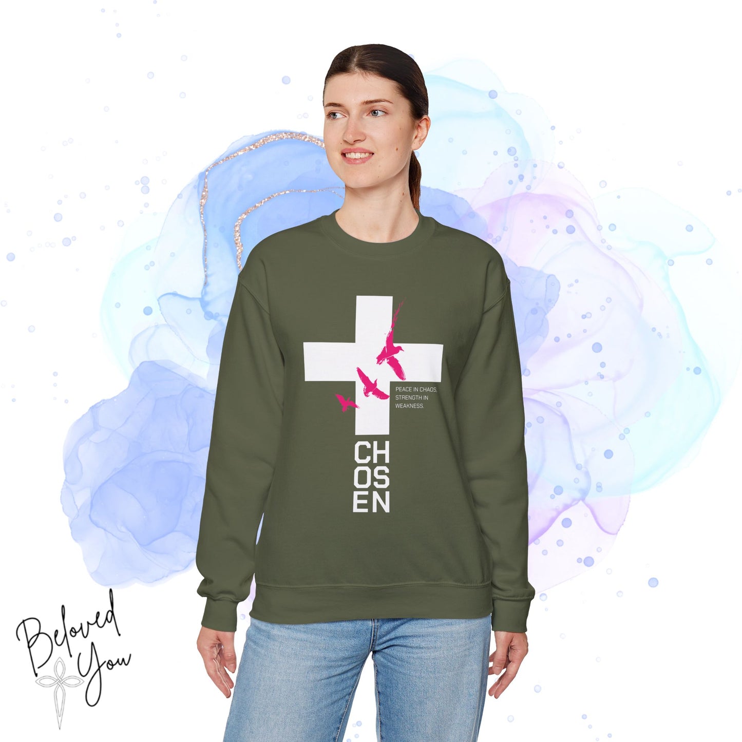 'Chosen' Pink - Unisex Heavy Blend™ Crewneck Sweatshirt