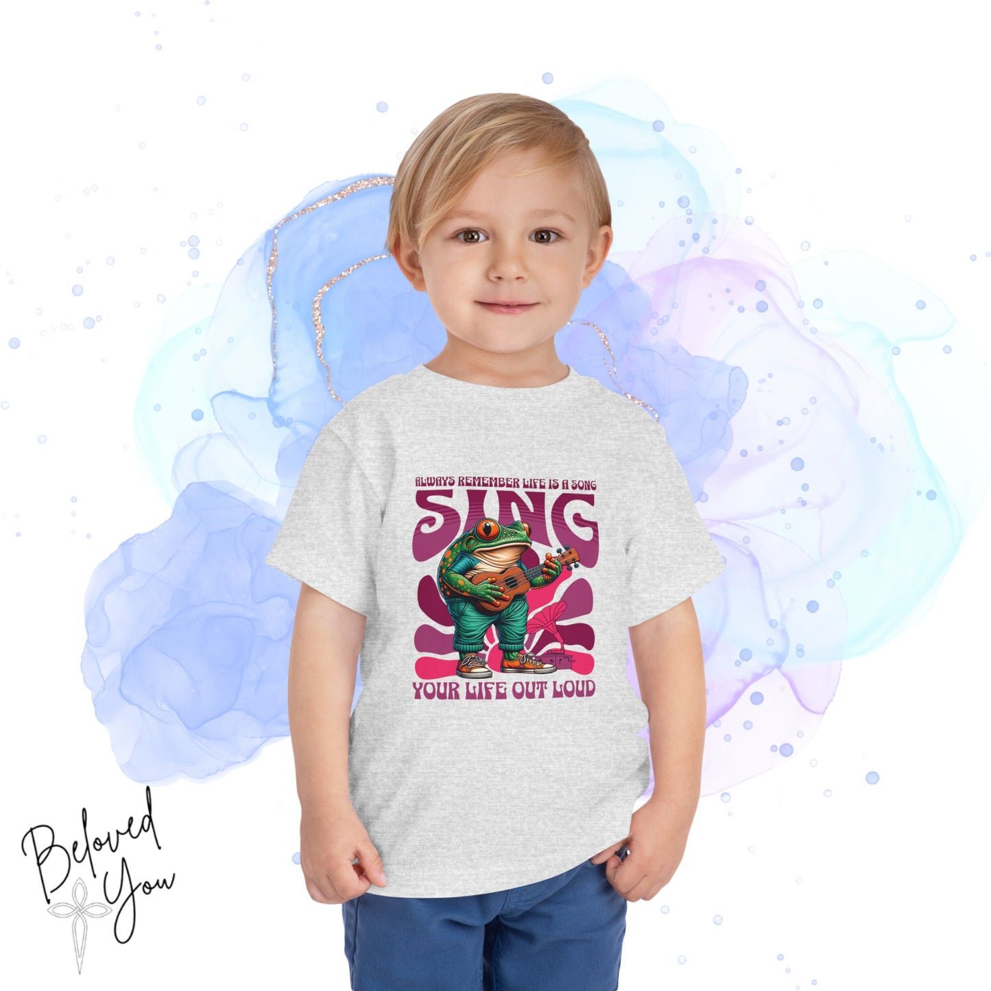 'Sing Your Life Out Loud'- Pink Frog Toddler Short Sleeve Tee