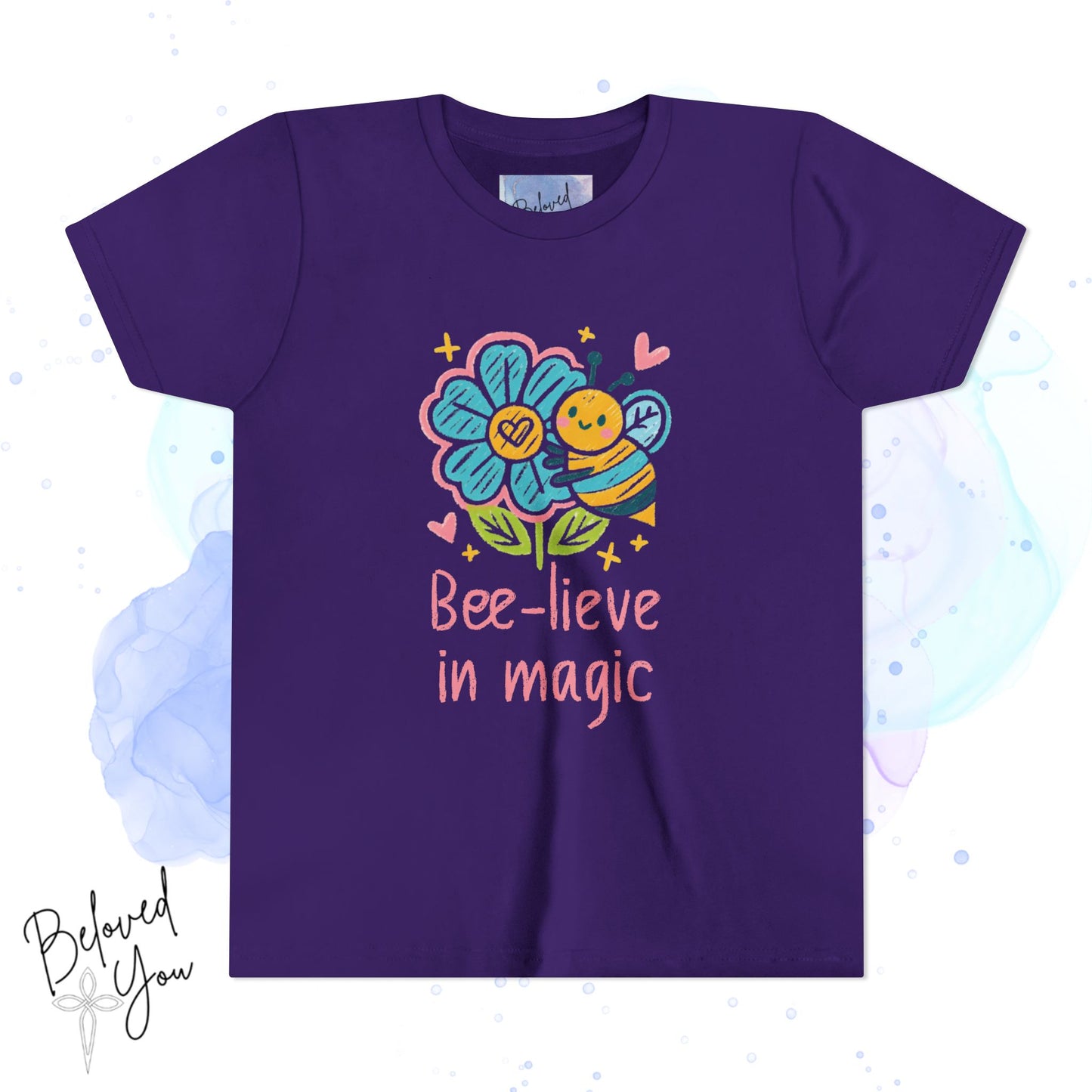 Bee-lieve in Magic Youth Short Sleeve Tee - Fun & Colorful Kids T-Shirt for Spring Celebrations